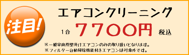 エアコンクリーニング７７００円